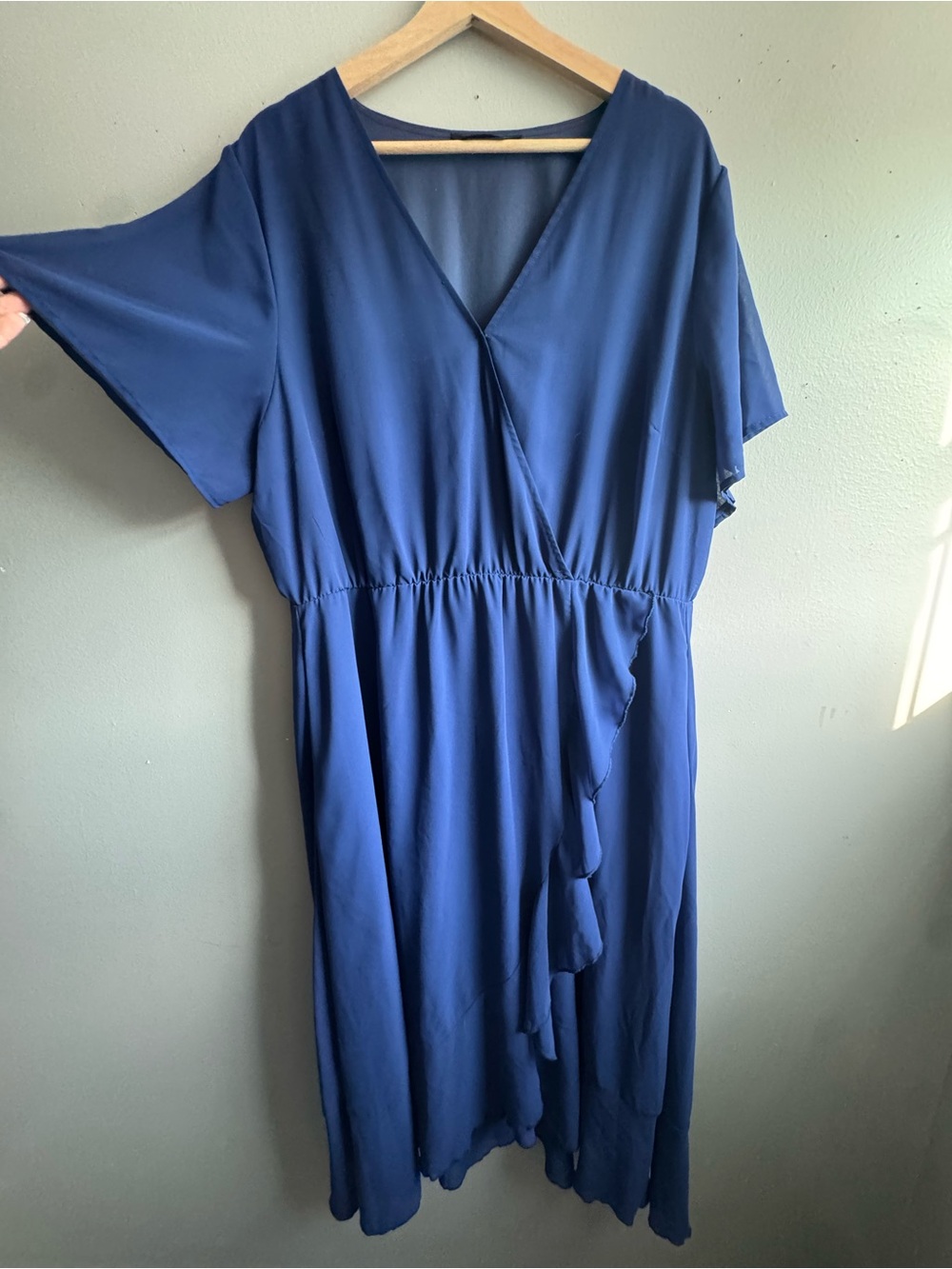 BloomChic Blue Ruffle High-Low Dress - Picture 2 of 10